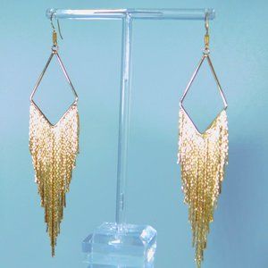 Gold Dangling Chain Tassel Dangle Earrings NEW!
